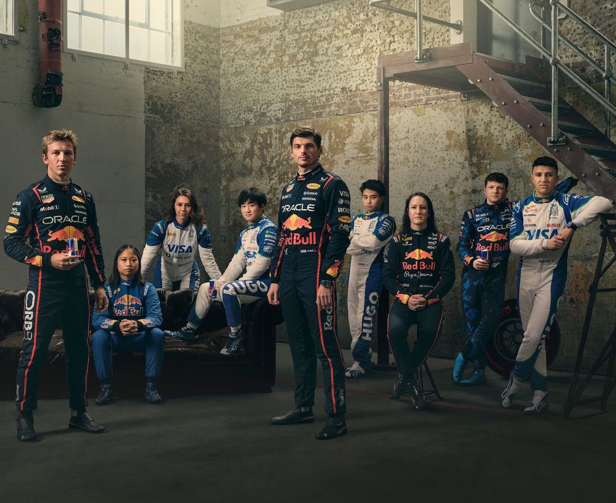 just a mother collecting her redbull ducklings