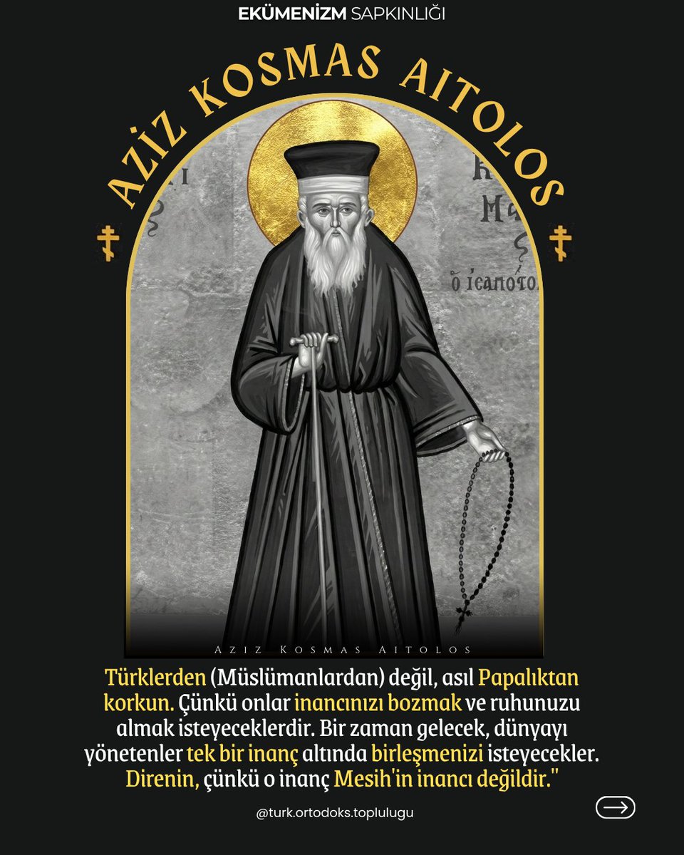 TurkOrthodox's tweet photo. Ekümenizm sapkınlıktır!

Deccal'in TEK DÜNYA DİNİ aldatmacasına karşı Azizler ve Kilise Babaları tüm insanları uyardı.

Siyonizme hizmet, ulusa ve Mesih İsa'ya ihanettir! https://t.co/cdD0chV39m