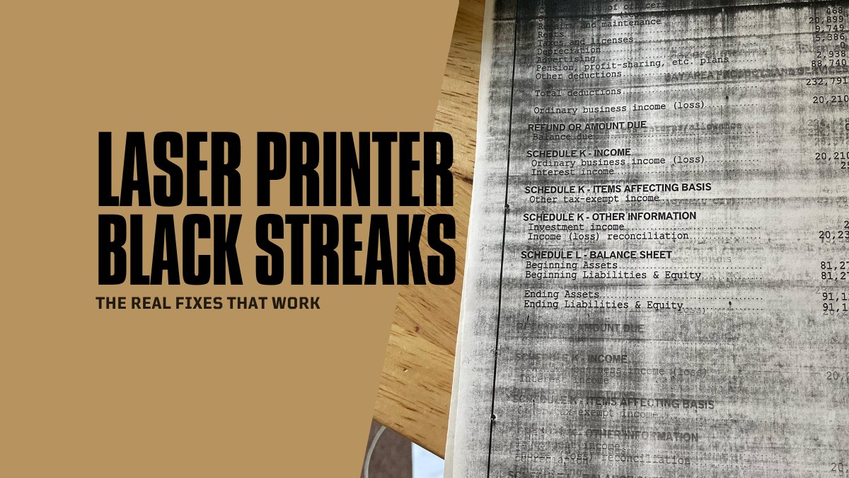 compandsave's tweet image. Annoyed by black streaks ruining your laser prints? Our latest guide explains what causes them and shows real fixes that actually work — get crisp, clean printouts again fast.

Read more:
Laser Printer Black Streaks Explained: The Real Fixes That Work
compandsave.com/blog/posts/las……