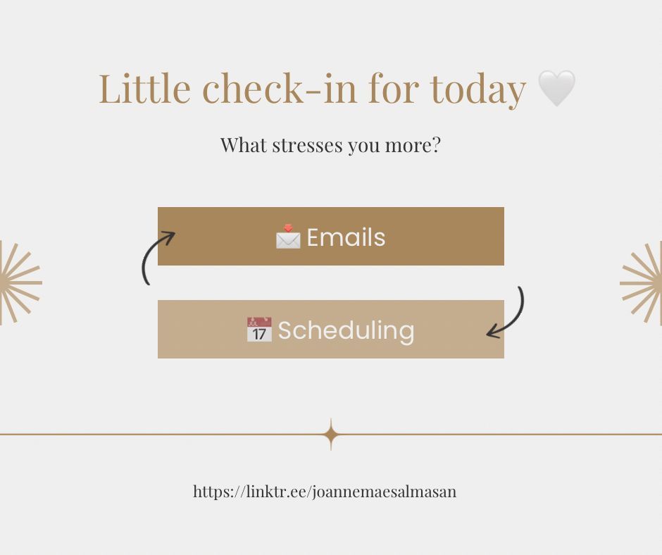 JSVirtualSol_'s tweet image. Little check-in for today 🤍
We all have our busy moments—some days it’s the inbox, other days it’s the schedule.
What stresses you more?

Your vote counts ✨
Share below and let’s see which one wins!