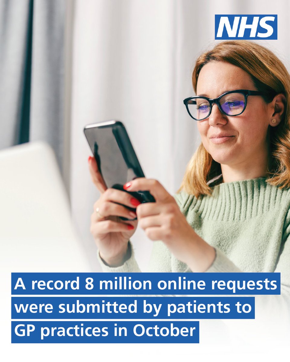 NHSEngland's tweet image. With thanks to GPs and their teams, a record 8 million online requests were submitted by patients in October.

We’re working to make it easier for people to contact their GP practice for help when they need it.

ℹ️ gov.uk/government/new…
