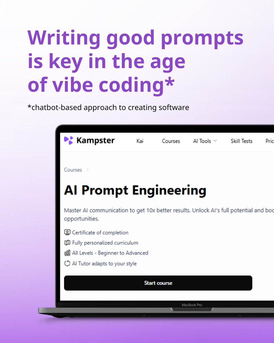 Kampster_AI's tweet image. Have an app idea? We will teach you how to build it without code.  
With Lovable, your prompts become working applications.  
  
Want to learn how to do it yourself?  
📩 Comment “Lovable” below and we’ll send you the course link directly.  
#learningjourney #loveable #vibecoder