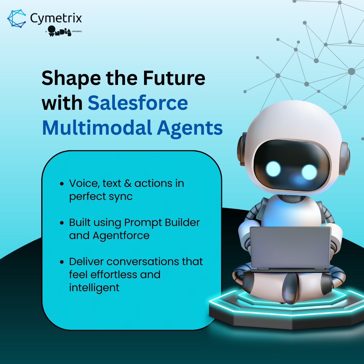 cymetrix_soft's tweet photo. Salesforce multimodal agents bring voice, text & actions together for smarter, natural, real-time conversations. They don’t just reply, they act.
Explore what you can build: https://t.co/zMZvGz48T2
#Salesforce #Agentforce #PromptBuilder #MultimodalAI #Cymetrix #Wondrlab https://t.co/yIifbrZcFi