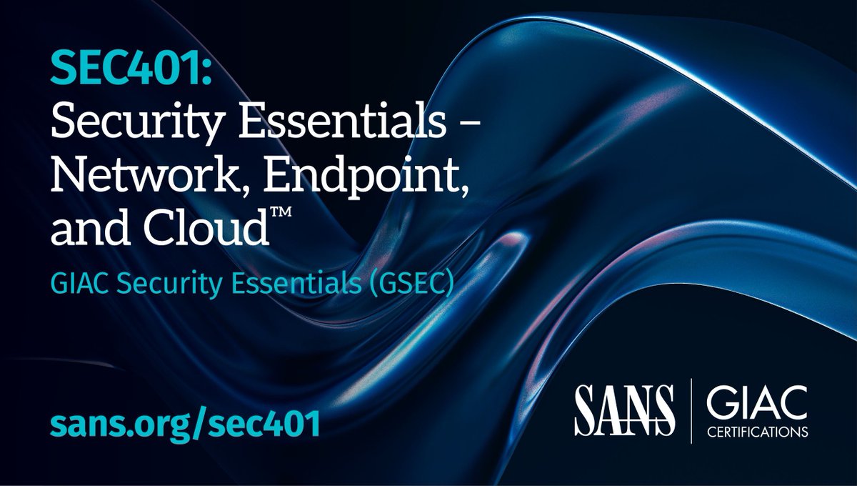 new_2_cyber's tweet image. 🚨 Stay ahead of cyber threats with SEC401 Security Essentials! Gain hands-on experience in securing networks, endpoints, and the cloud. Try our FREE course preview and see the difference! 🔐 #Cybersecurity #New2Cyber #SecurityTraining sans.org/u/1wf9