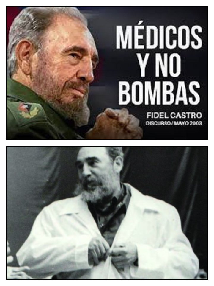"Médicos y no bombas".  #FidelPorSiempre ❤️🇨🇺