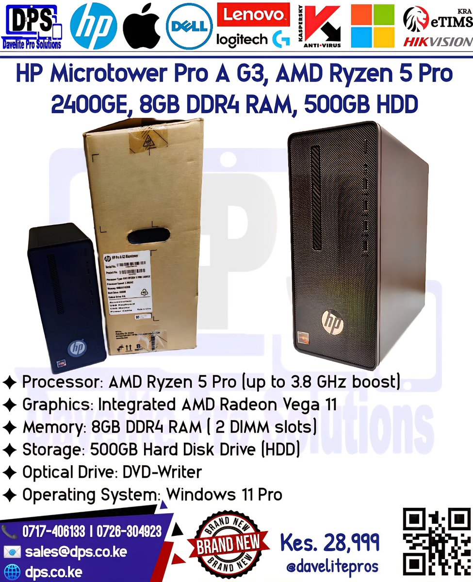 davelitepros's tweet photo. HP Microtower Pro A G3, AMD Ryzen 5 Pro 2400GE, 8GB DDR4 RAM, 500GB HDD, DVDRw https://t.co/dG9v7fsj25
