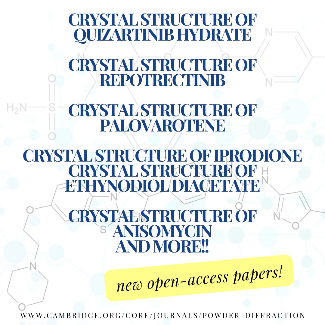 icddicdd's tweet image. The dynamic trio of Kaduk, Dosen, Blanton have a great series of open access papers in Powder Diffraction Journal! - cambridge.org/core/journals/…

 #CrystalStructure #MaterialsScience #PowderDiffraction #StructuralChemistry
