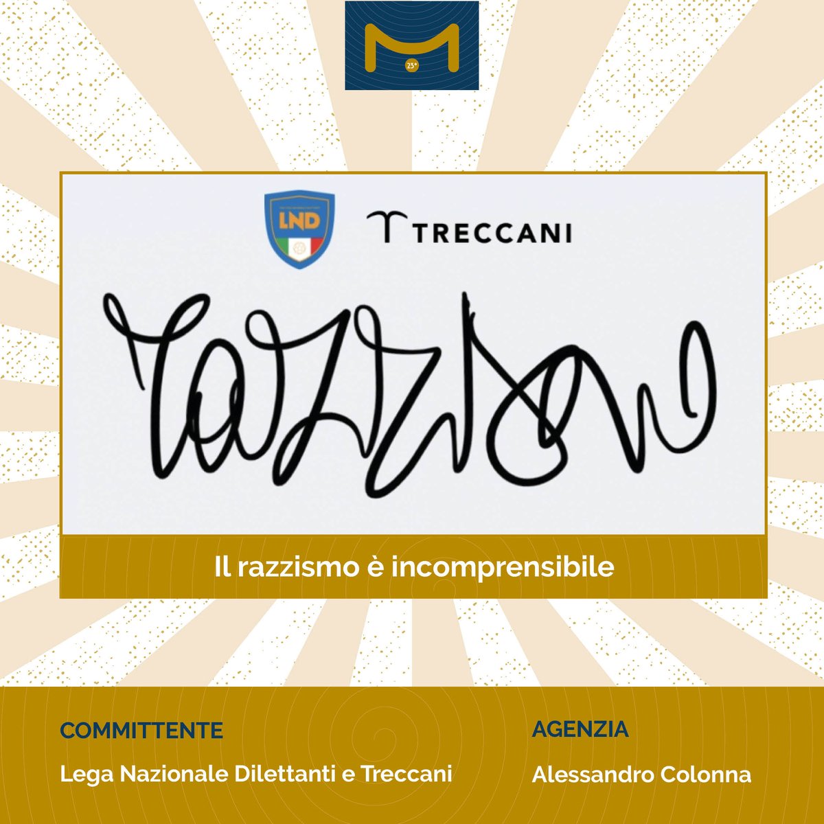 🏆 XXIII edizione #PSB25
Terza campagna finalista 𝐍𝐨𝐧 𝐏𝐫𝐨𝐟𝐢𝐭:
“𝐈𝐥 𝐫𝐚𝐳𝐳𝐢𝐬𝐦𝐨 𝐞̀ 𝐢𝐧𝐜𝐨𝐦𝐩𝐫𝐞𝐧𝐬𝐢𝐛𝐢𝐥𝐞” di <a href="/LegaDilettanti/">LND</a> , <a href="/Treccani/">Treccani</a>  e Alessandro Colonna
📹youtube.com/watch?v=hUvqPC…
Intervengono: Luca De Simoni, LND e Alessandro Colonna, creativo