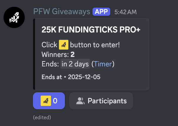 🎁 FundingTicks Giveaway!

✨ The 50% off sale has been extended for 24 hours — use code WISE.

We’re giving away:
 2 × 25K <a href="/fundingticks/">FundingTicks</a> Pro+

How to enter:
• Join our Discord (link in bio)
• Follow us and retweet this post

Winners will be announced in 48 hours.