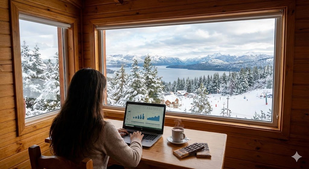 ExploraMundi's tweet photo. Bariloche: La Oficina más espectacular del mundo 🇦🇷

🏔️ Productividad: Concentración  frente a los Andes

💻 Conexión: Fibra en cabañas remotas

🍫 After-work: Trekking, esquí y mucho chocolate en rama

Tu deep focus está en la Patagonia.

#Bariloche #NomadasDigitales #Patagonia https://t.co/Z8cT5iiEDq