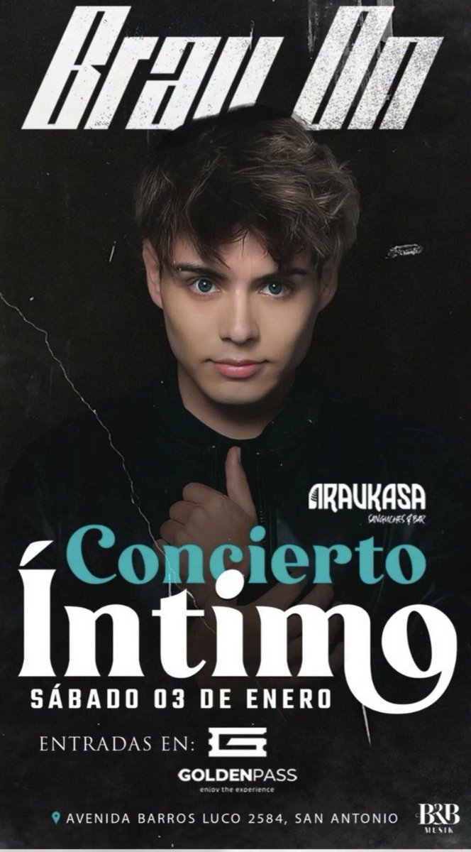 brayonworld's tweet photo. Concierto Íntimo del artista revelación de Chile #BrayOn en San Antonio Araukasa día 3 de enero 2026 https://t.co/b1nZo2wFX2