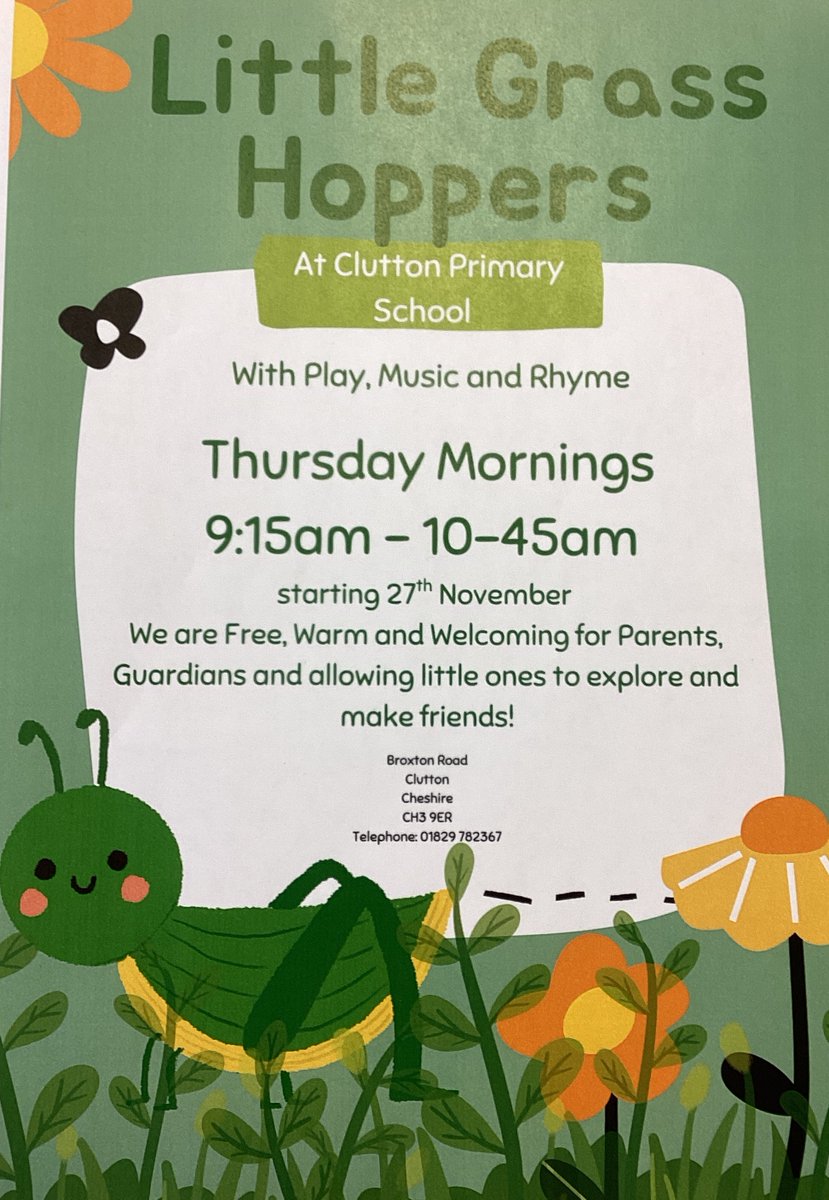Leap into learning with our little Clutton Grasshoppers!
Open every Thursday morning 9:15-10:45.
Come and see what makes Clutton so special. #stayandplay #motherandtoddlers