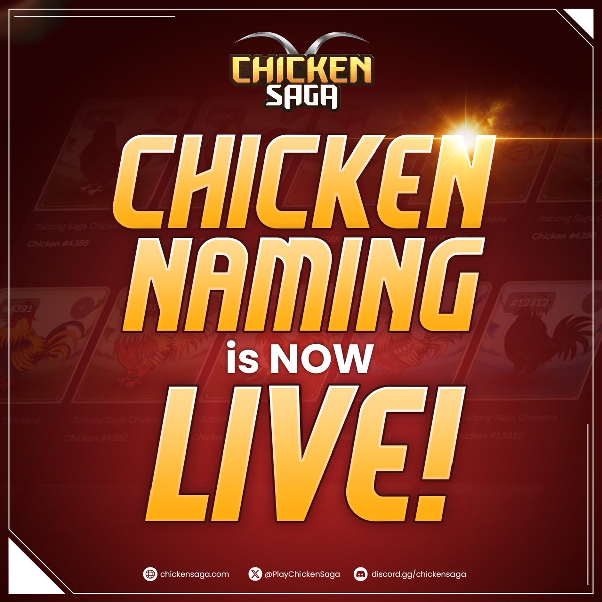 Chicken Naming Feature is LIVE! 🐔
Time to give your Chicken a real identity.

You can now name your own Chicken for 33K $COCK!

Go crazy with it. Cute names, funny names, iconic names. Your chicken, your rules.