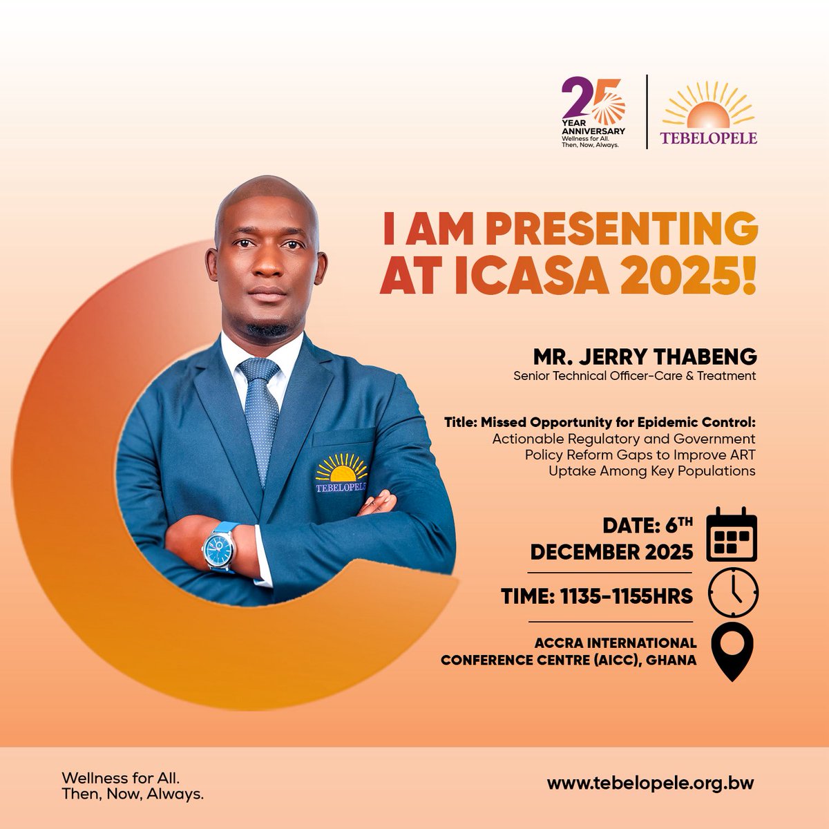 ICASA 2025 brings Africa together to advance wellness, policy reform &amp; public-health innovation.

Catch Mr. Jerry Thabeng presenting on Missed Opportunity for Epidemic Control. 

📅 6 Dec | 🕒 11:35–11:55 | 📍 Accra International Conference Center

#ICASA2025