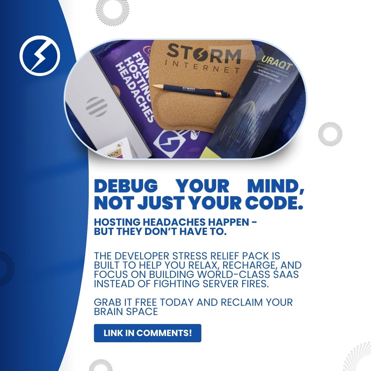 storminternet's tweet photo. Debug your mind, not just code. Get the free Developer Stress Relief Pack and ditch hosting pain: https://t.co/k3A6yZoHDc https://t.co/07UmPeDWyi
