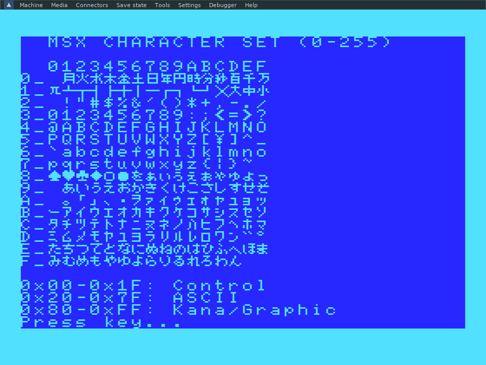 tomomi_tkool's tweet image. #MSX
z88dkでは、SCREEN2でなにかゲームを作ってみようと思っています。
とりあえずキャラクター表を表示しました。
SCREEN5の画像をPCGにコンバートするようにしたいんですけどねぇ。