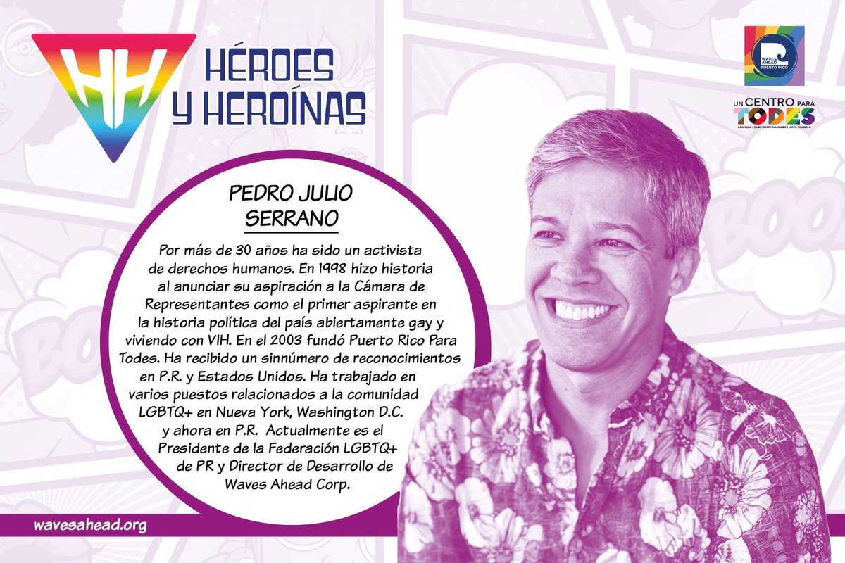 Resaltamos a uno de nuestres Heroes y Heroínas de la comunidad LGBTQ+ adulta mayor, Pedro Julio Serrano. Lider y Colega de muchas luchas y siempre llevando la voz de la diversidad LGBTQ+ a donde va.  Gracias por todo lo que haces!