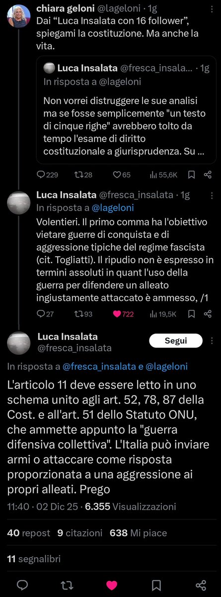 Superati i 1000 in poche ore.

Ora, dopo averti spiegato la Costituzione, spero ti spieghi anche la vita. Perché qualcosina da imparare, da questo episodio, credo tu ce l'abbia