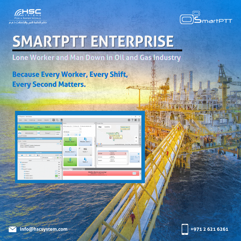 SmartPTT Enterprise boosts oil &amp; gas safety with lone worker, real-time alerts and reliable communication.

#HSCS #forasaferworld #uae #abudhabi #dubai #digitaltransformation
#MotorolaSolutions #SmartPTTEnterprise
#ملتزمون_ياوطن
#نتصدر_المشهد