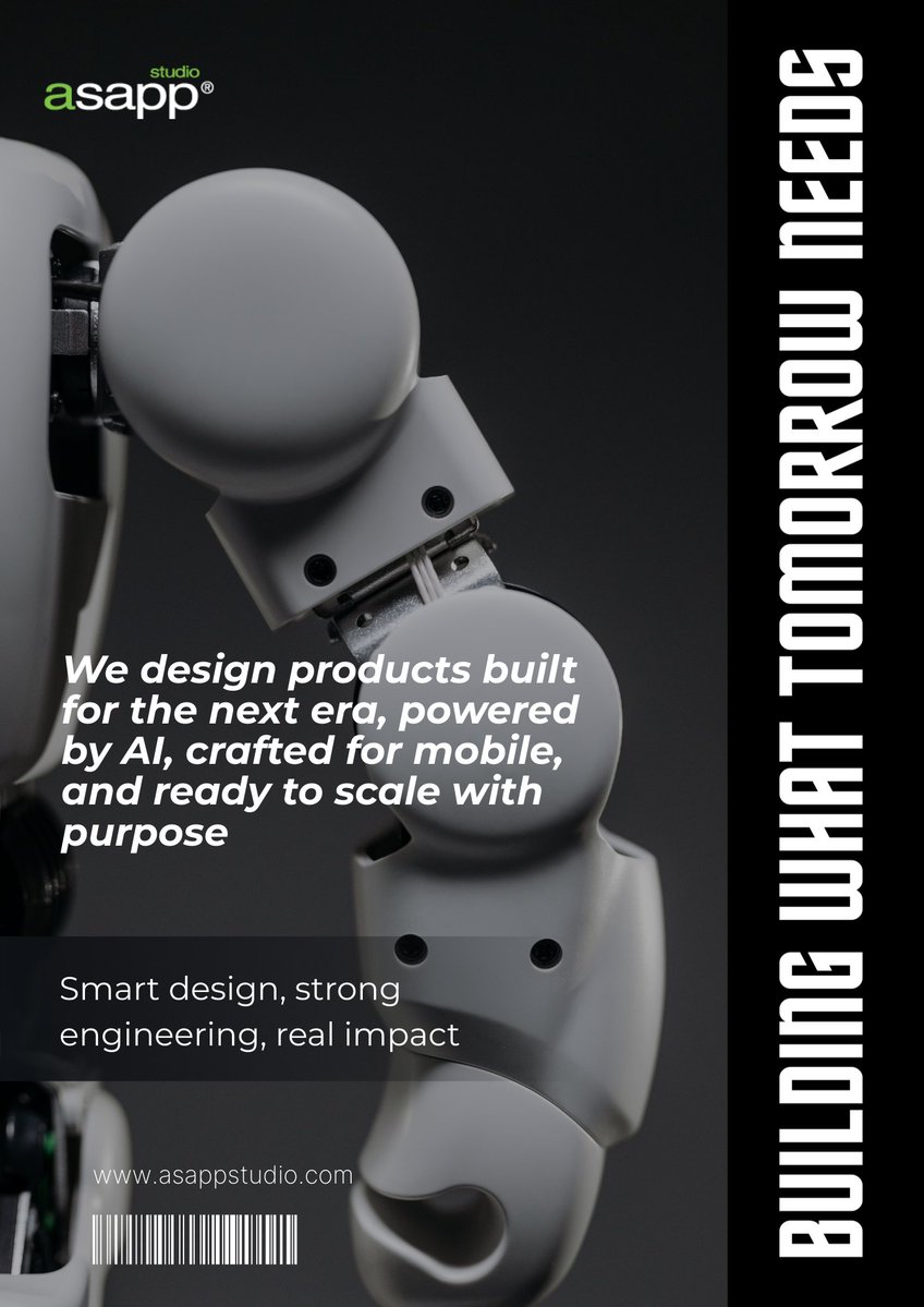 AsappStudio's tweet image. The future belongs to brands that build with intention. Not for today  but for what’s coming next. #DigitalInnovation #FutureReady #TechDesign #AIProducts #MobileFirst #ProductDevelopment #BuildBetter #ASAPPStudio
