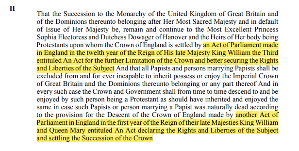 <a href="/pete_skillman/">Pete Skillman</a> <a href="/englishexit/">🏴󠁧󠁢󠁥󠁮󠁧󠁿 Graham Moore 🏴󠁧󠁢󠁥󠁮󠁧󠁿</a> interesting reference to both the English Bil;l of Rights 1688 and the double down protection in the Act of Settlement 1701