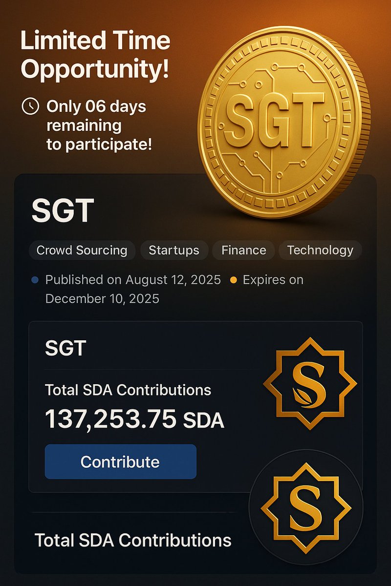 Crypto_AirdropT's tweet photo. 💛 The world’s first faith-aligned digital gold asset!
Real gold value ✨ meets blockchain transparency.
⏳ Only 06 days left!
🗓️ Expires December 10, 2025
🔗 https://t.co/8ajd7XlYnY
⚡ 100% Asset-Backed | Secure | Ethical | Borderless
#SGT #SidraChain #SDA_Update https://t.co/bHKI9HZ4Ld