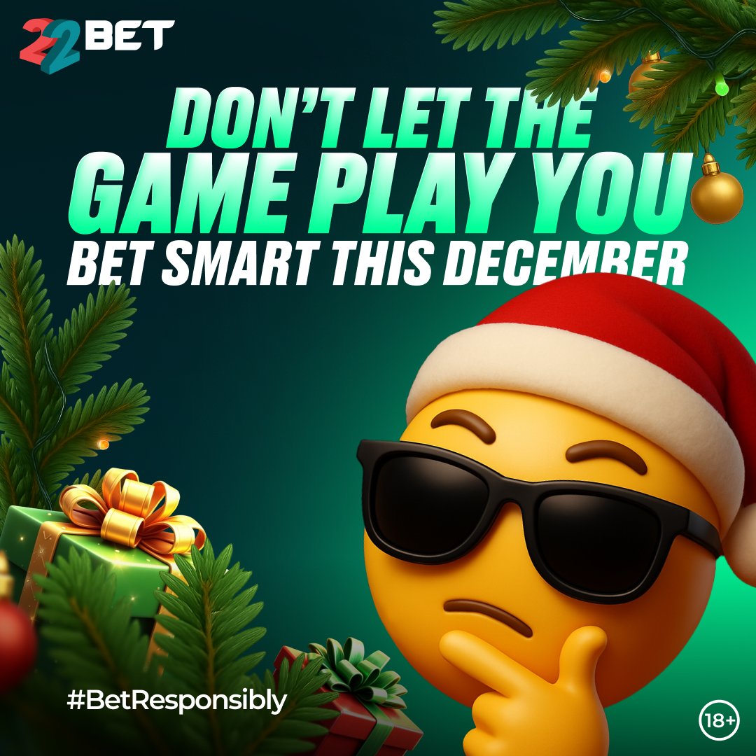 22bet_zambia's tweet image. ⚠️ December comes with excitement — but your betting should stay in control.

 Don’t let the game play you.
 Set limits. Stick to them.
 Enjoy the thrill, not the risk.

#BetResponsibly #StayInControl #PlaySmart