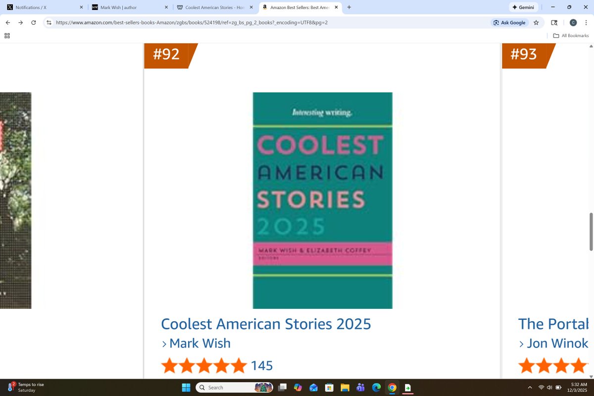 2 days after #CyberMonday, COOLEST 2025 is still among the #Bestsellers in American Fiction Anthologies!

&amp; check out all those 5-stars!

To own this #book of "unputdownable" #shortstories now in #Kindle or soon in #Paperback:

amzn.to/4958AFN

Thx--&amp; enjoy!

#booktwt
