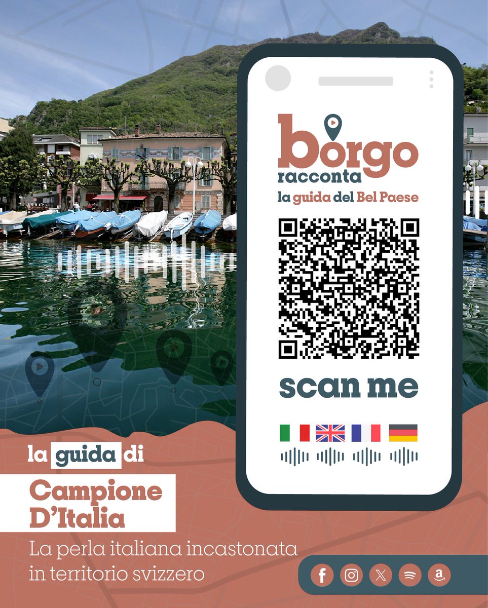 🌍 È arrivata la nuova Guida Turistica Interattiva dedicata al Comune di CAMPIONE D'ITALIA!

📌 Inizia subito il tuo tour: scansiona il QR Code o clicca qui 👉 borgoracconta.it/citta/campione…

#laguidadelbelpaese
#Campione #Campioneditalia #Como #Lombardia #LagoCeresio #CantonTicino
