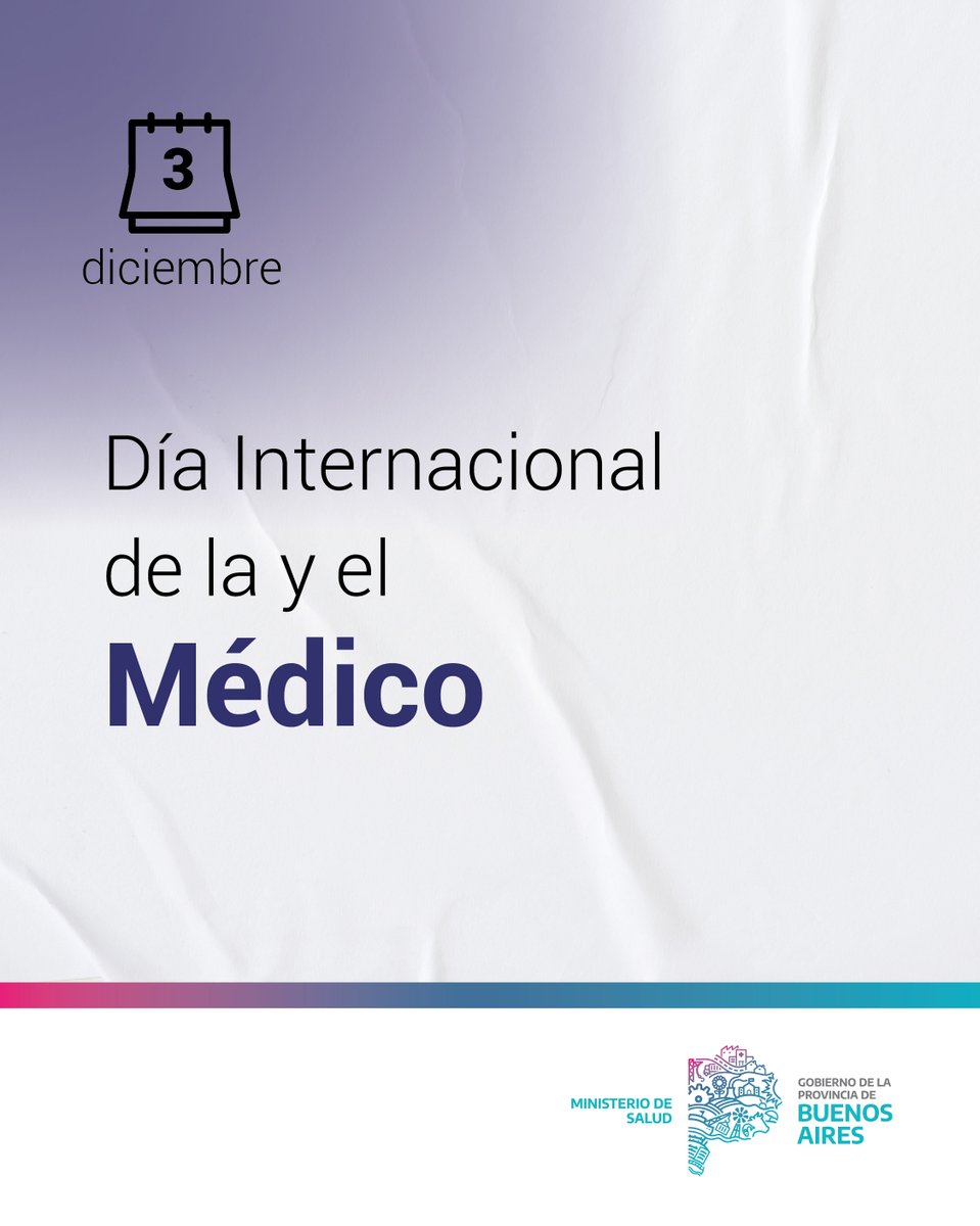 ¡Feliz día a las y los médicos de @provinciaba! 🩺

Gracias por cuidar la salud de las y los bonaerenses, por sostener el sistema sanitario en cada territorio y por la vocación, entrega y compromiso de todos los días.