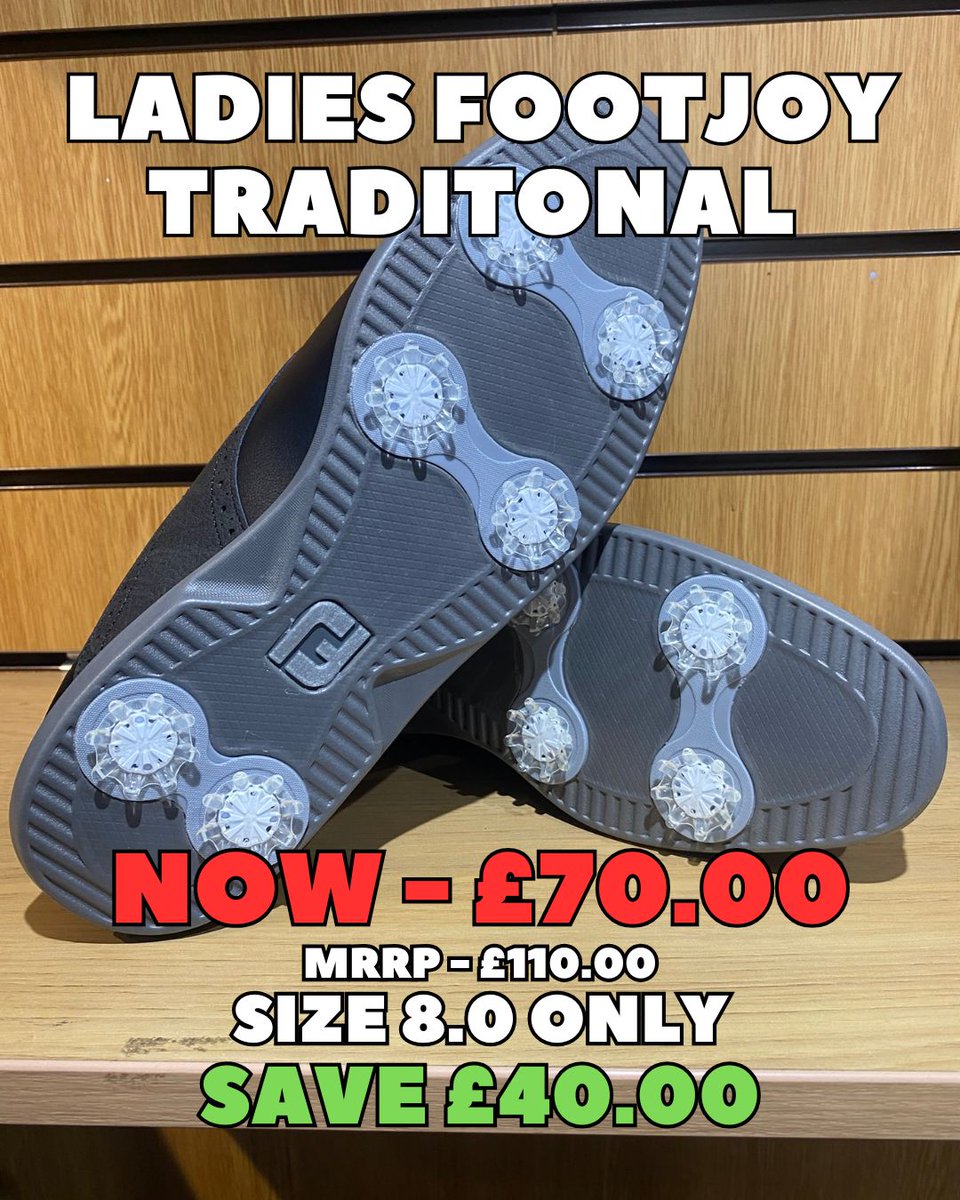 🔥 Reduced to Clear! Save £40 🔥
We have ONE pair of Ladies FootJoy Traditional – Size 8.0 left!
Now only £40 off the original price 👟✨
Perfect comfort, classic style, and incredible value — but once they're gone, they're gone!
👉 First come, first served. Don’t miss out!