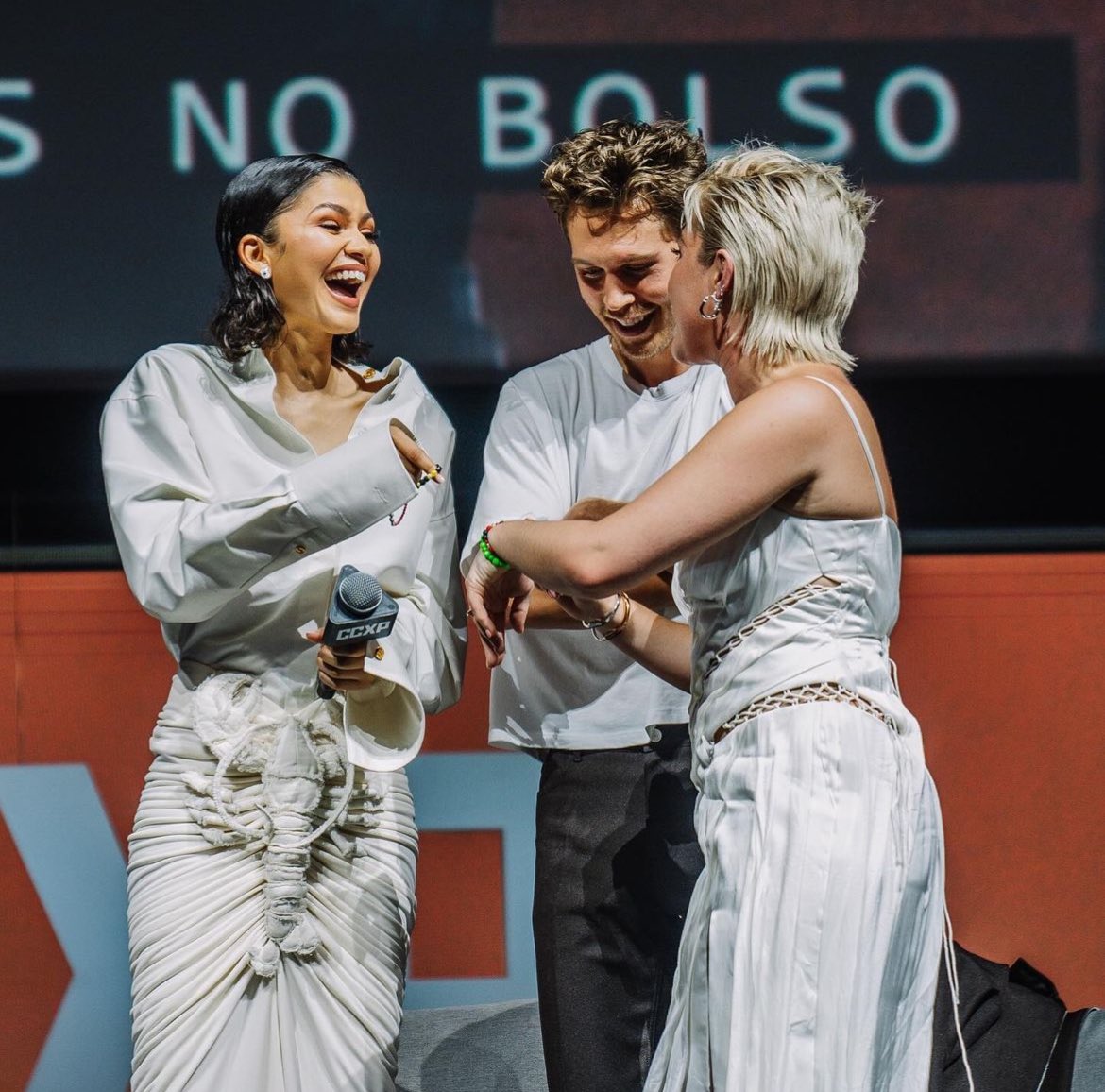 December 3rd 2023 - Austin Butler with Florence Pugh and Zendaya at CCXP, in Brazil