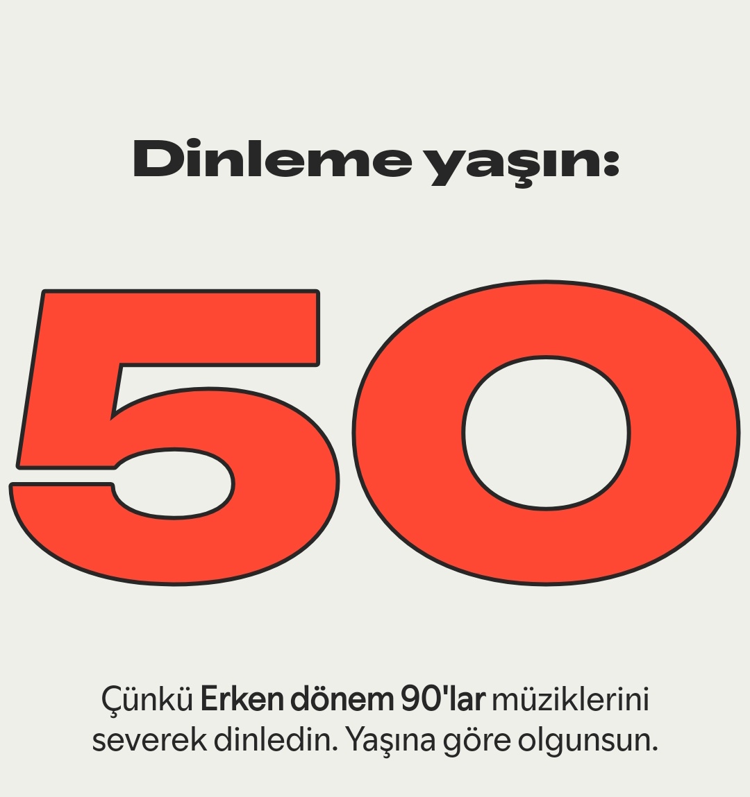 sagol spotify. bana yasina gore olgunsun demeyen bi sen kalmistin. cok tesekkur ederim spotify. #SpotifyWrapped