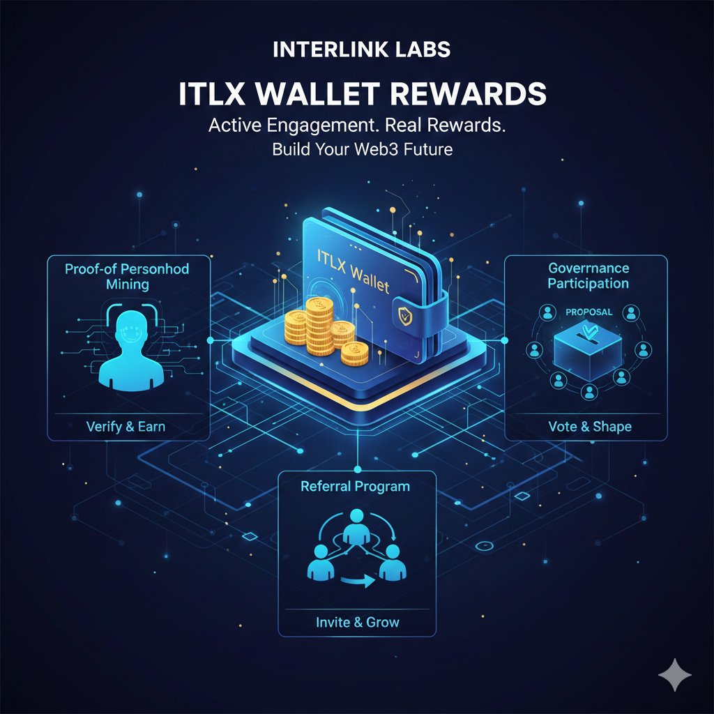 bhaskar1906's tweet photo. The "ITLX Wallet Rewards"are not a passive interest scheme.Insteadthe ITLX Wallet is the secure tool you use to manage and store the ITLG tokens you earn through active, human-verified contributions to the network like mining, referring new users, and participating in governance https://t.co/NWSrzeh5xH
