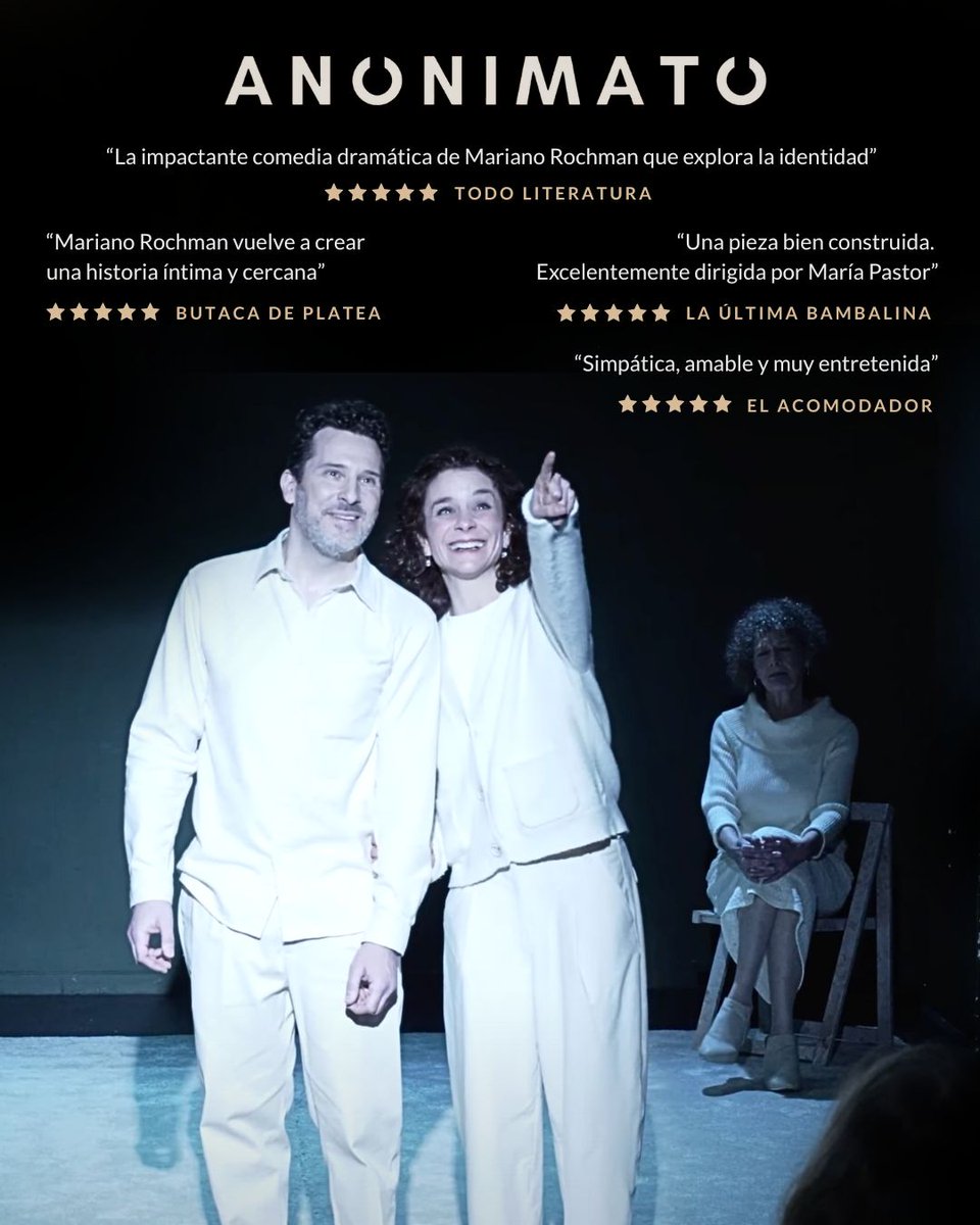 Se viene ANONIMATO 👉🏻 El 18 de diciembre está a la vuelta de la esquina... 💙 ¡Nos vemos en el <a href="/teatrolara/">Teatro Lara</a>! 🎭

2a Temporada de 'ANONIMATO' 
🗓️ Del 18 de diciembre al 19 de febrero 
📌 Jueves 19:30 h
📍Sala Lola Membrives

🎟️ teatrolara.com/programacion/a…

#Teatro #Madrid #Navidad