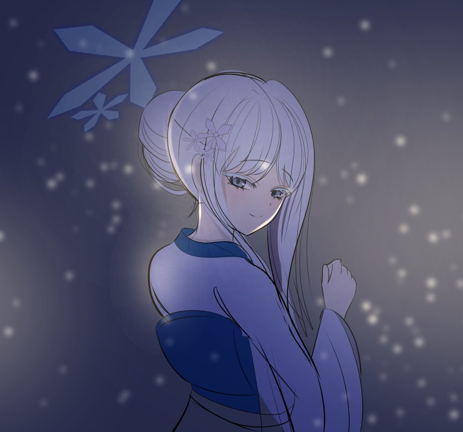 ラフ～とりあえず顔と背景はこれで行こう
あとは自分がどこまで模様と全身を上手く描けるかだな…
色々挑戦もしてるから、結構難しいでも頑張るぞ～