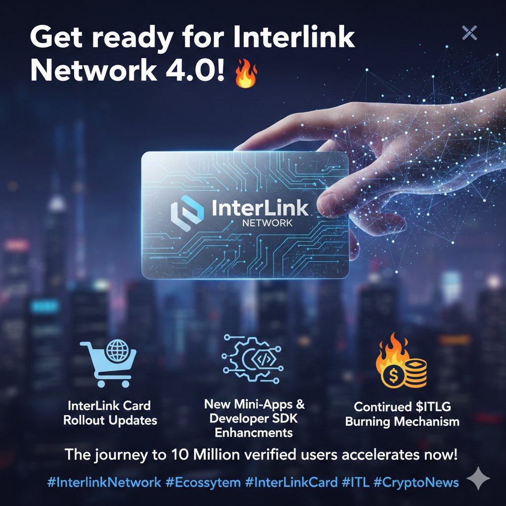 CharudathaR's tweet photo. Get ready for Interlink Network 4.0 (or mention specific version)! 
We’re making the Human Network more powerful and accessible for everyone:
💳 Introducing **InterLink Card** rollout updates!
🔗 New Mini-Apps &amp; Developer SDK enhancements.
#interlink #itlg #itl #ITLX https://t.co/XHvPuPPjEh