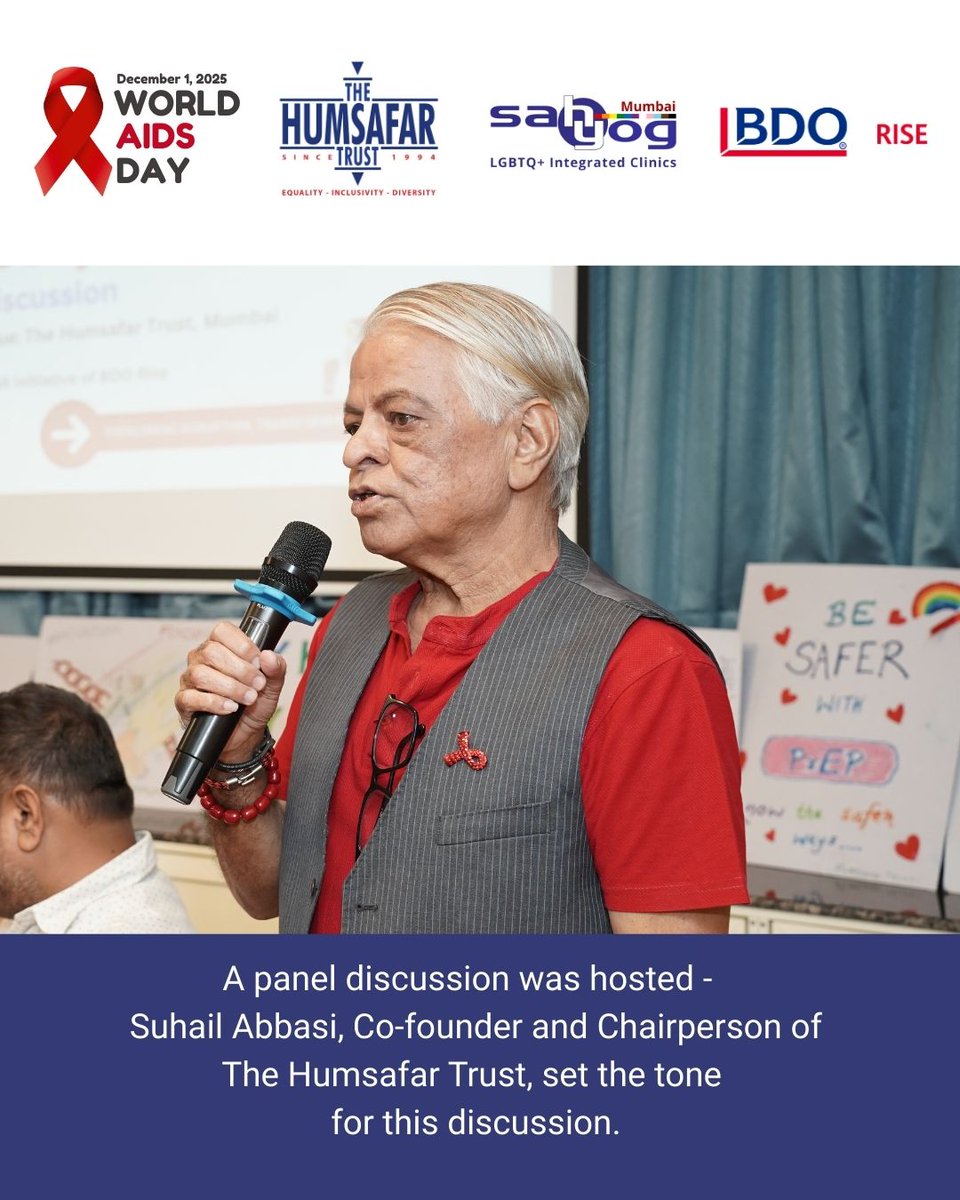 HumsafarTrust's tweet image. On World AIDS Day 2025, The Humsafar Trust hosted a panel on the theme “Overcoming Disruption, Transforming the AIDS Response,” followed by a candle lighting vigil.

This event was supported by the CSR Initiative of BDO Rise.

#TheHumsafarTrust #WorldAIDSDay2025 #HIVAwareness