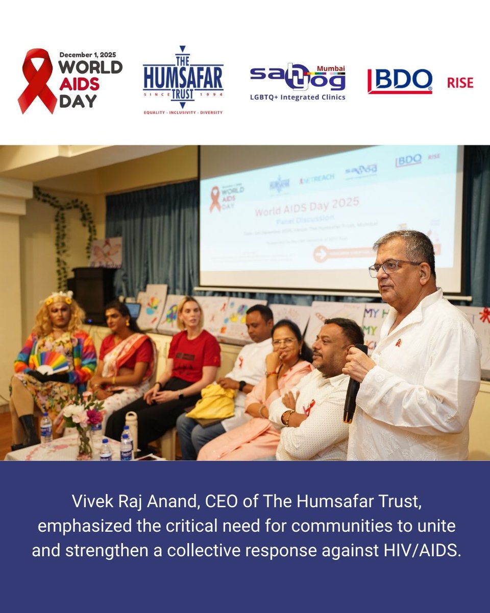HumsafarTrust's tweet image. On World AIDS Day 2025, The Humsafar Trust hosted a panel on the theme “Overcoming Disruption, Transforming the AIDS Response,” followed by a candle lighting vigil.

This event was supported by the CSR Initiative of BDO Rise.

#TheHumsafarTrust #WorldAIDSDay2025 #HIVAwareness