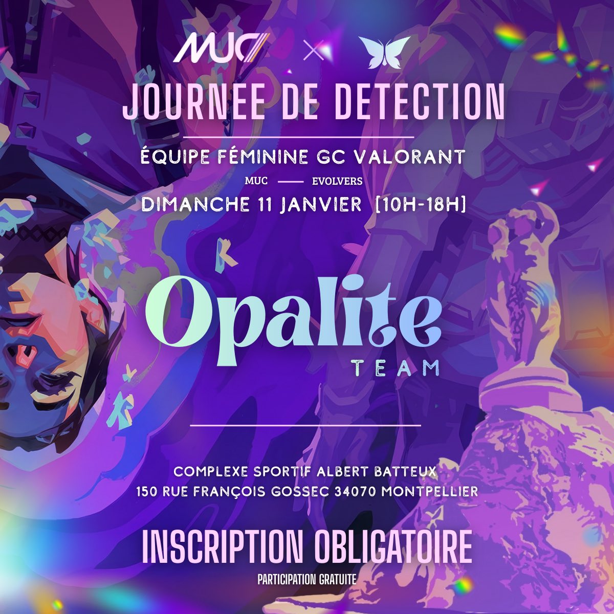 Et voilà c'est enfin là! 🥹 

👾🦋Notre collaboration EVOLVERS ESPORT x MUC Omnisports pour créer une équipe Game Changers pour l'année 2026. 

Nous cherchons maintenant à remplir le roster d'Opalite, si tu es intéressée inscris toi dès maintenant👏

👉 forms.gle/jdr5Afe38wDefV…