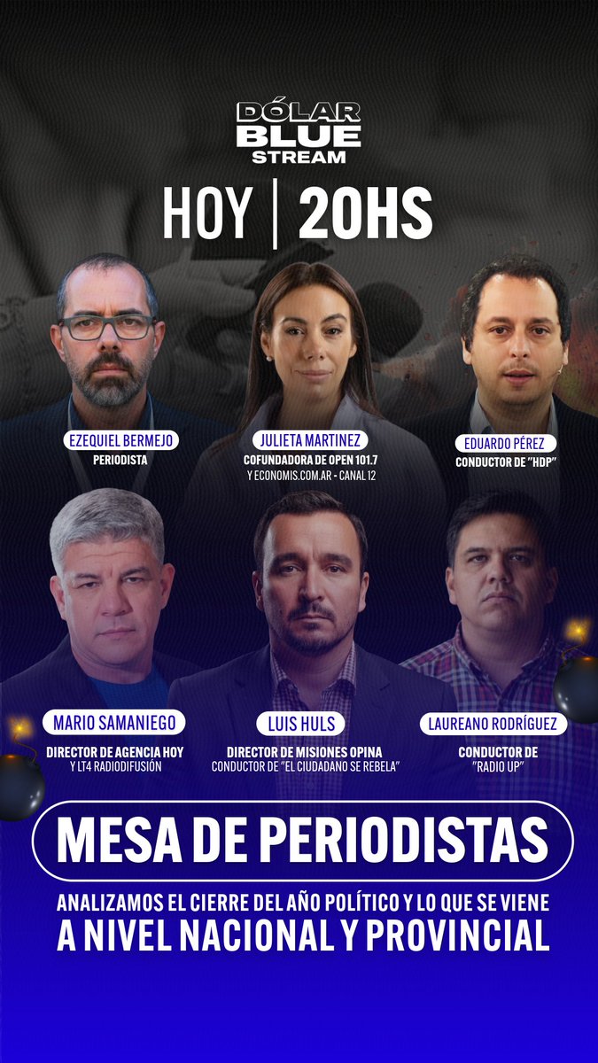HOY EN DÓLAR BLUE | 20HS

"MESA DE PERIODISTAS" junto a <a href="/eduarielperez/">Eduardo Perez</a> <a href="/luishuls/">Luis Huls</a> <a href="/samaniegomario/">Mario Samaniego</a> @lautias @ezequielbermejo <a href="/julietaonline/">Julieta Martinez</a>

👉 youtube.com/watch?v=fft9gx…