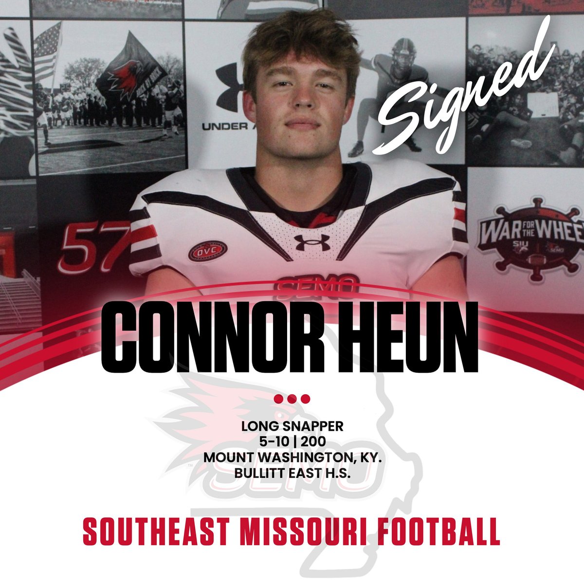 SEMOfootball's tweet photo. 🏈WELCOME TO SOUTHEAST MISSOURI 🏈
Connor Heun
Long Snapper | 5-10 | 200 | Mt. Washington, Ky.
#FeelinRowdy https://t.co/u6VOu5cKTx