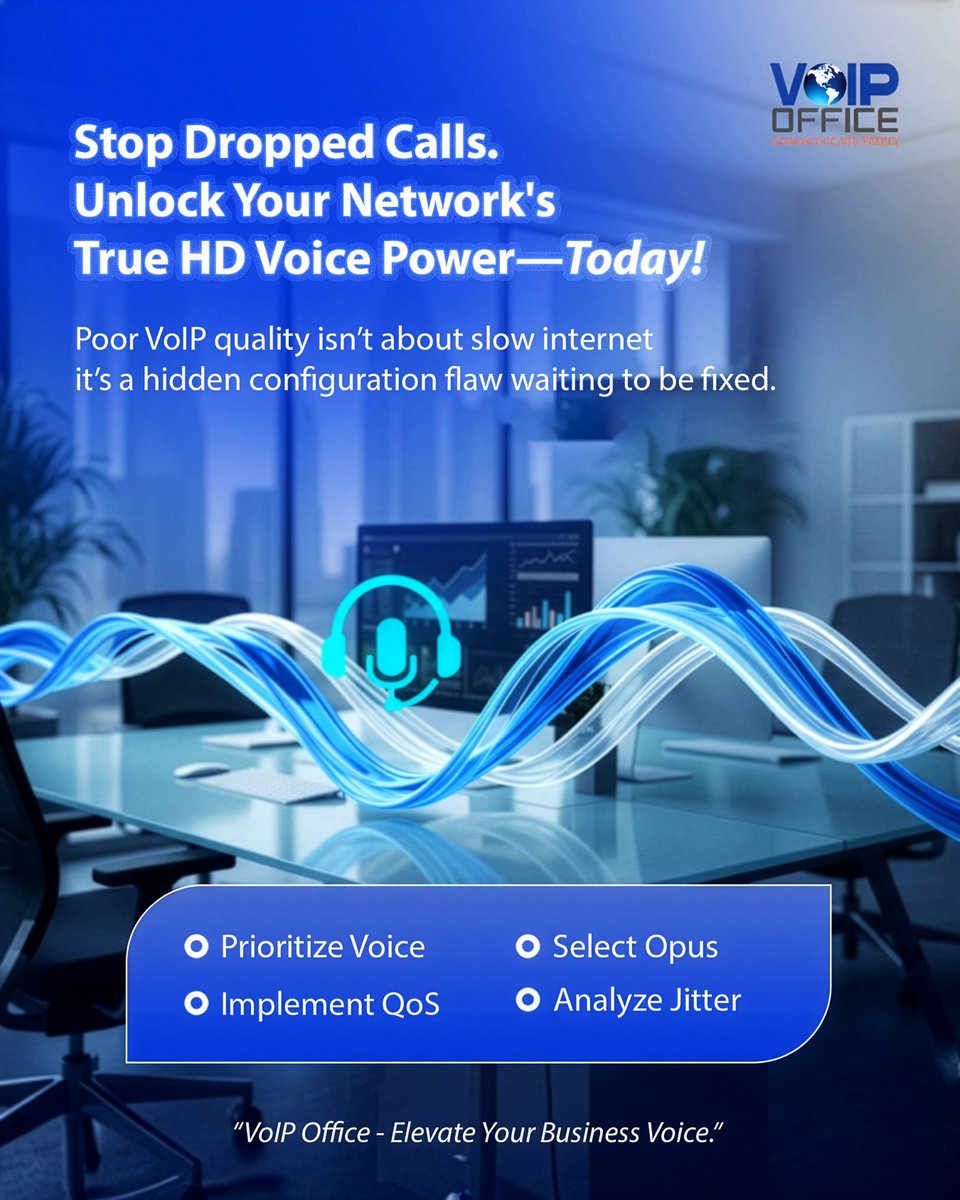 voipoffice's tweet image. Stop Dropped Calls. Unlock Your Network&apos;s True HD Voice Power—Today!

Poor VoIP quality isn’t about slow internet—it’s actually a hidden configuration flaw waiting to be fixed. 

#VoIPOffice #HDVoice #BandwidthOptimization #BusinessCommunication #QoS