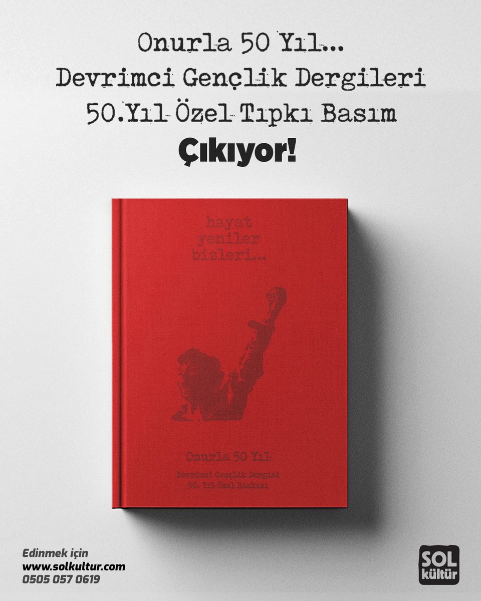solkulturyay's tweet image. Onurla 50 yıl...
Devrimci Gençlik Dergilerinin tüm sayıları 50. Yıl özel tıpkı basımıyla çıkıyor!