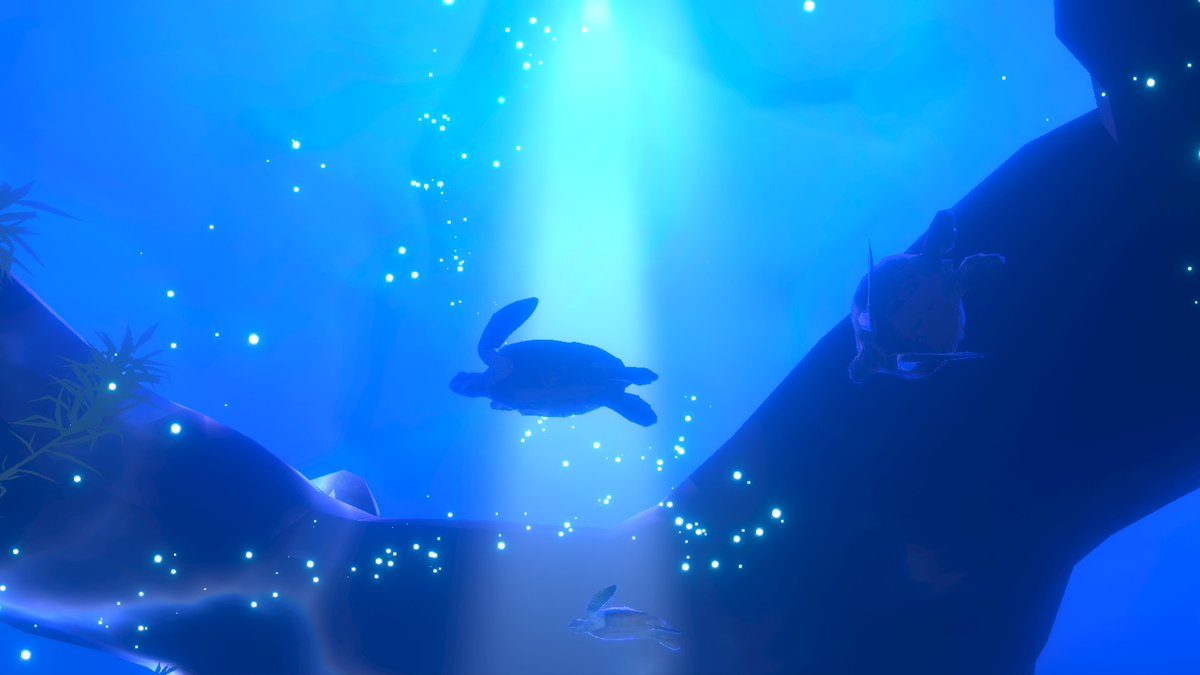 tanuh_yy's tweet image. #ネオ日置クリエイターコンテスト
▶タイトル：『吹上浜の夕とウミガメの海』
▶プラットフォーム：cluster

夕焼けの吹上浜から光の海へ🌊
砂丘の夕景と子ガメたち、光の柱を泳ぎ回るウミガメたちを表現しました🐢

▶URL：cluster.mu/w/ed61964f-534…
▶応募名：tanuh（たぬ）