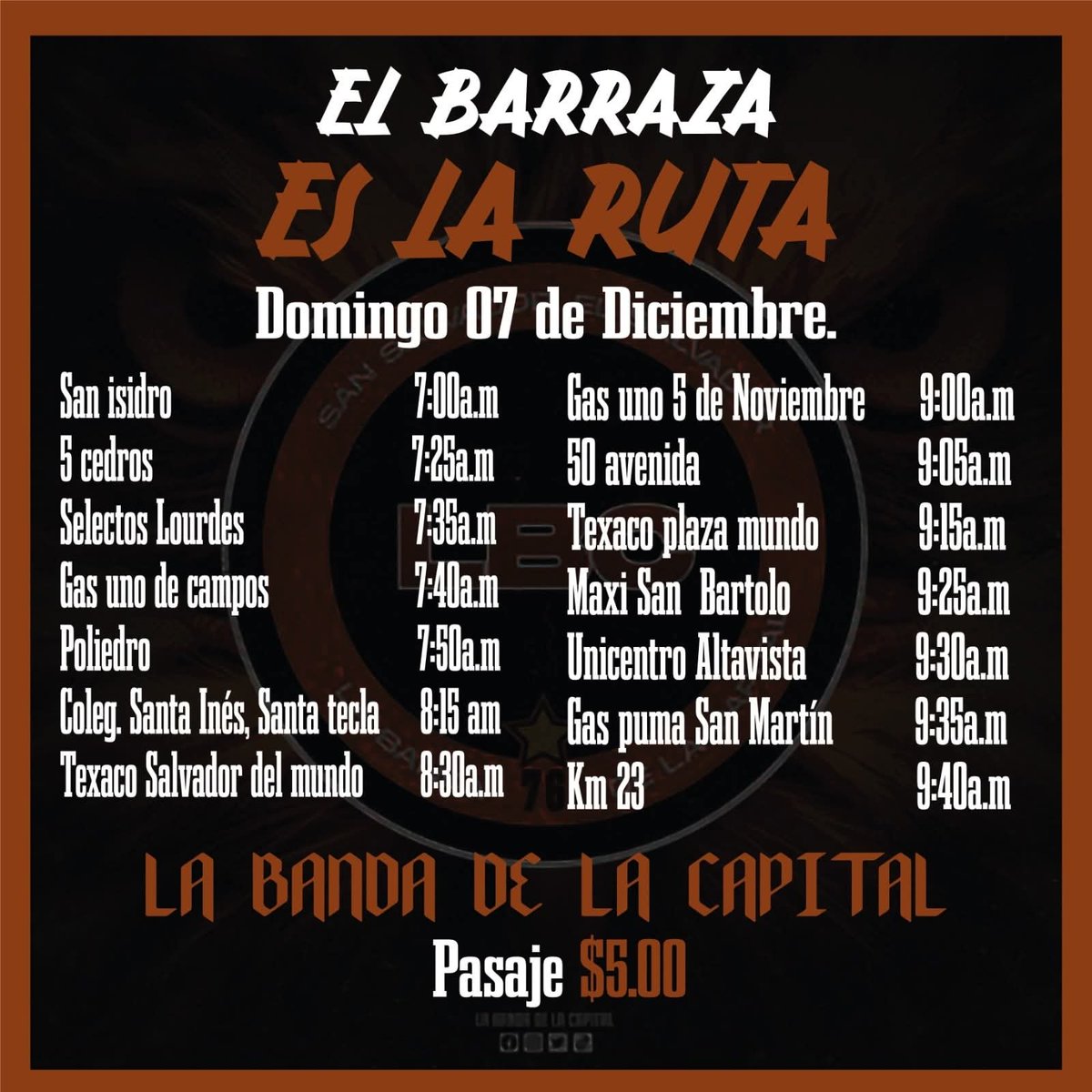 El Barraza es la Ruta.

Aquí los puntos de Salida.

#TodosAlBarraza #Semifinal 🖤🧡

#VamooooossssÁguila 🦅
