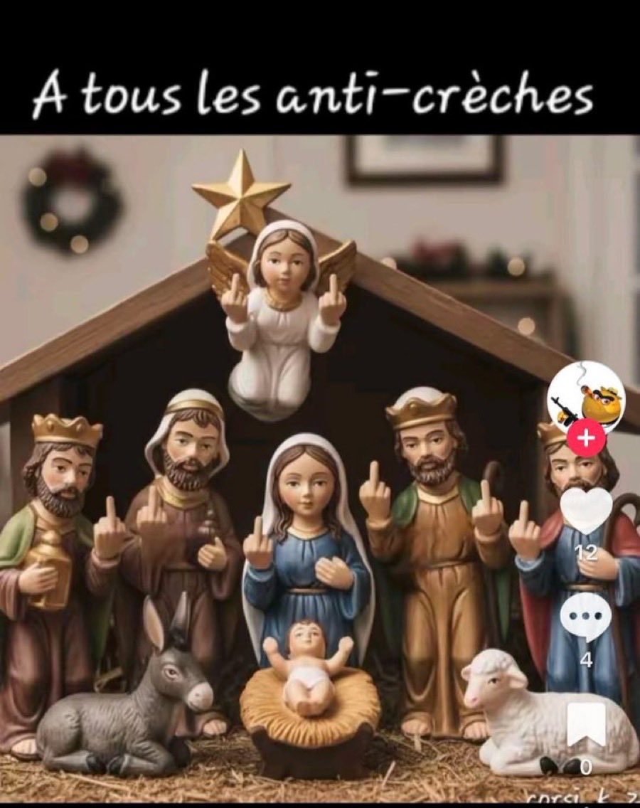 Les santons des crèches passent un message à tous les islamistes et leurs collabos gauchistes qui veulent les faire interdire en Europe !!