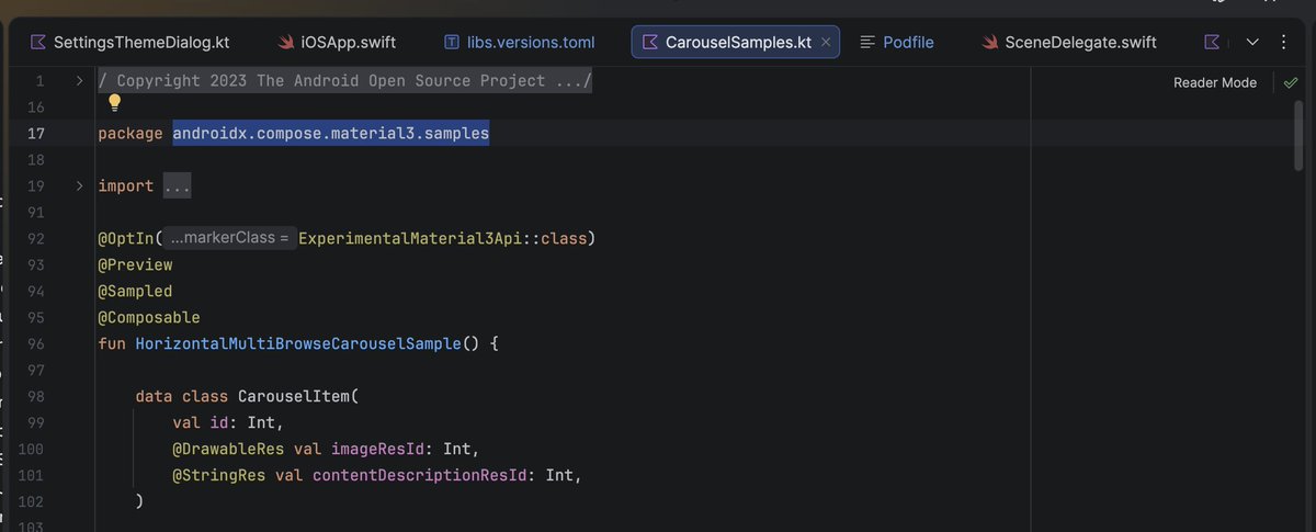 .<a href="/csinco/">Chris Sinco</a> any reason on why not to show previews in android studio of the samples that libraries like material3 provide?

it feels kind of sad having all the nice previews that the material team prepares sit there without being visible (or having to copy &amp; paste to see them)