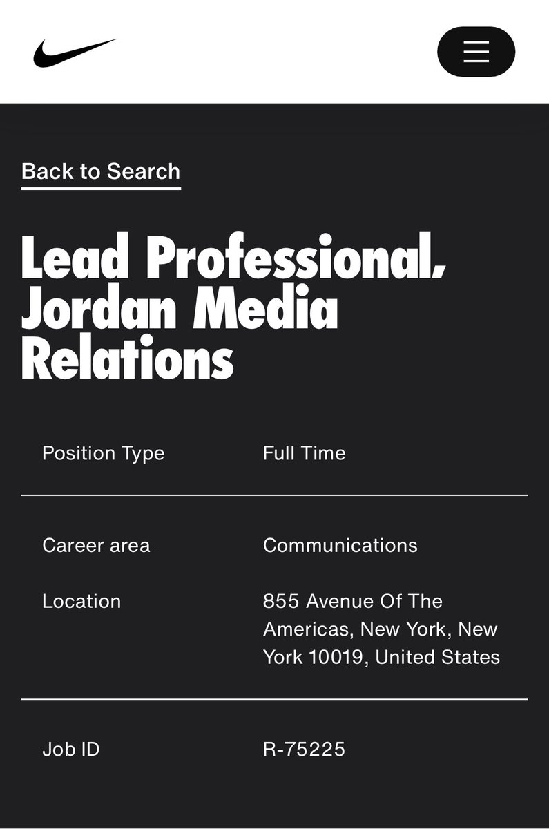 JOB ALERT: Everyone wants to share the news first, now you can apply to actually work in Communications for Jordan Brand. Good Luck! careers.nike.com/lead-professio…
