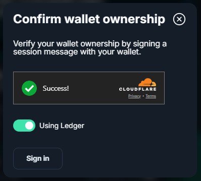 Ledger wallet confirmation screen for Jupiter DTF eligibility check